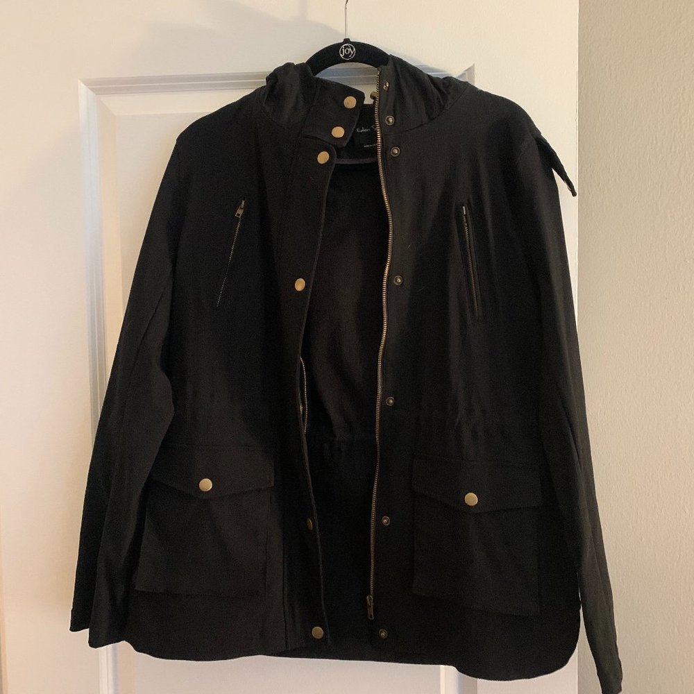 EDEN SOCIETY - Hooded Black Cargo Jacket Size L